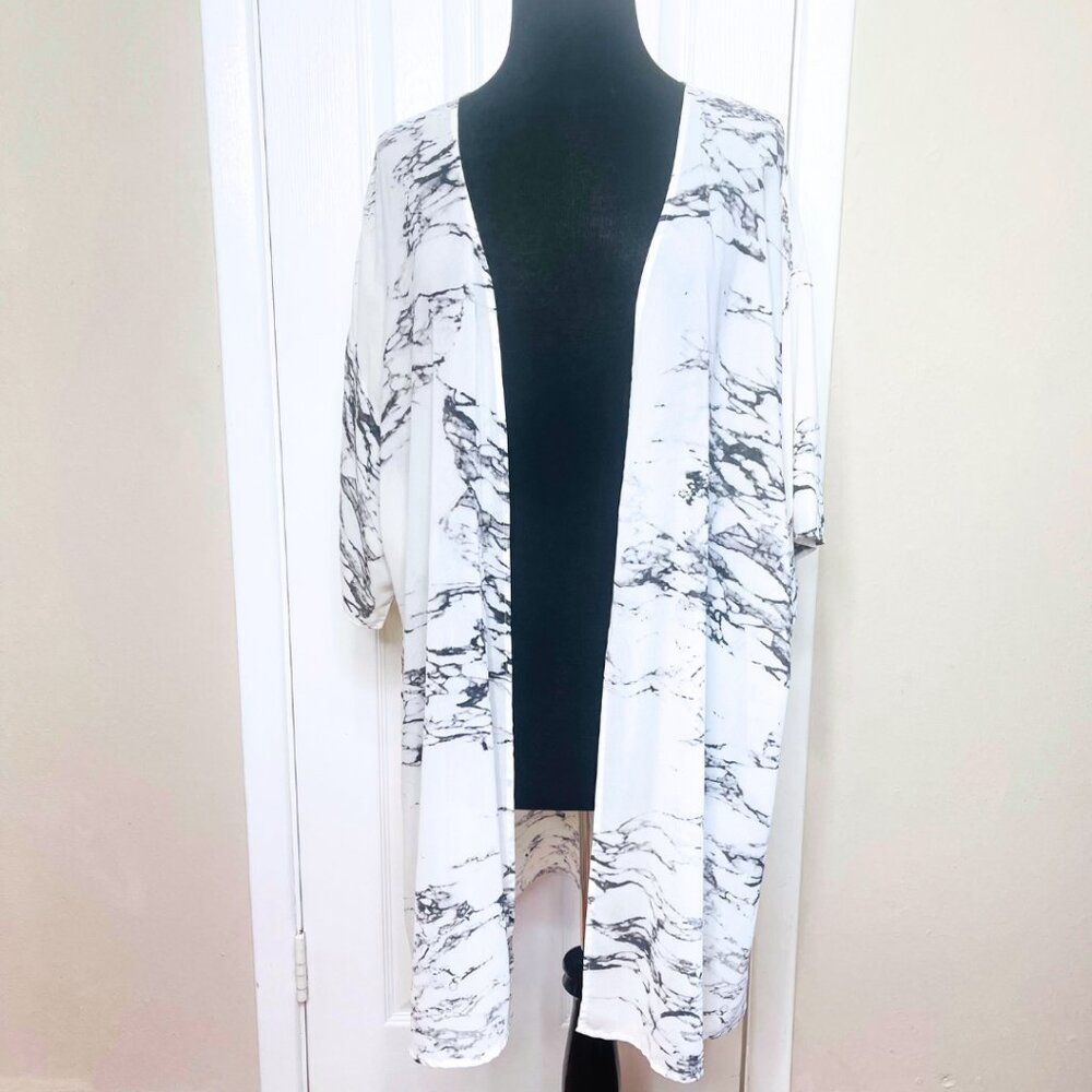 Women's Cardigan, Kimono, Marbled Print